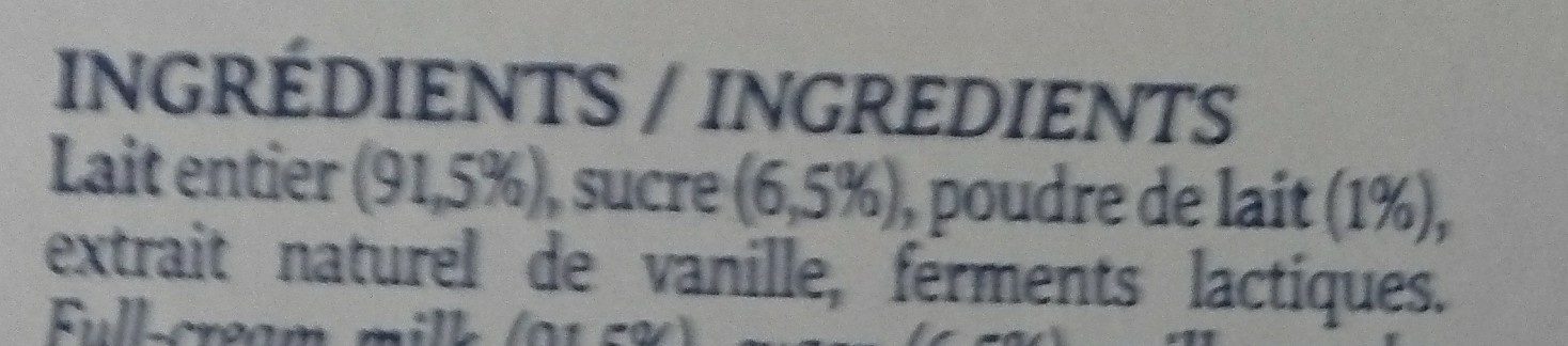 Yaourt artisanal vanille - Ingredients - fr