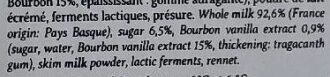 Fromage  blanc vanille - Ingredients