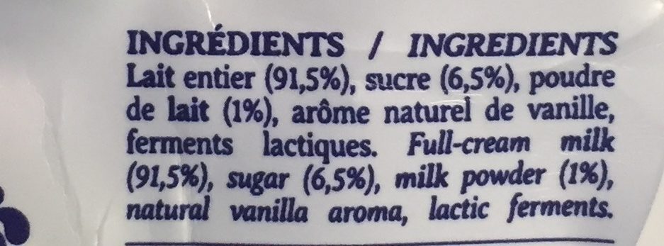 Yaourt artisanal vanille - Ingredients - fr