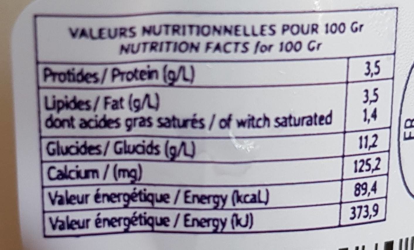 Yaourt artisanal vanille - Nutrition facts - fr