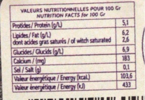 Yaourt brebid - Nutrition facts - fr