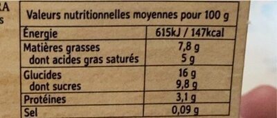 Riz au lait vanille - Nutrition facts - fr