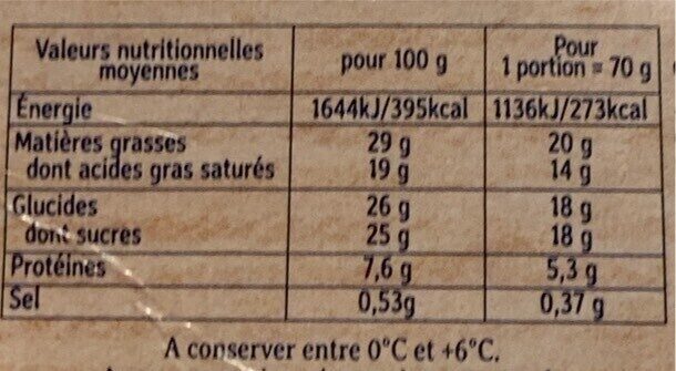 Mousse chocolat au lait - Nutrition facts - fr