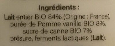 Liste des ingrédients du produit Fromage blanc sur lit de pomme vanille Ferme de Kervihan 500 g