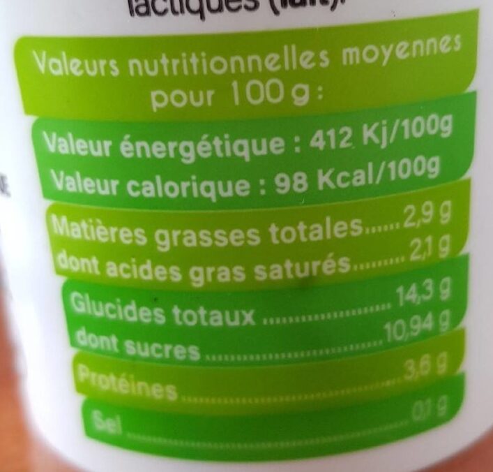 Yaourt brassé  myrtille - Nutrition facts - fr