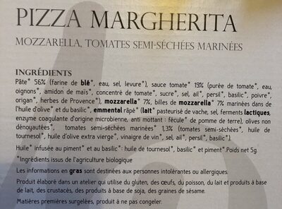Pizza Margherita - Ingredients - fr
