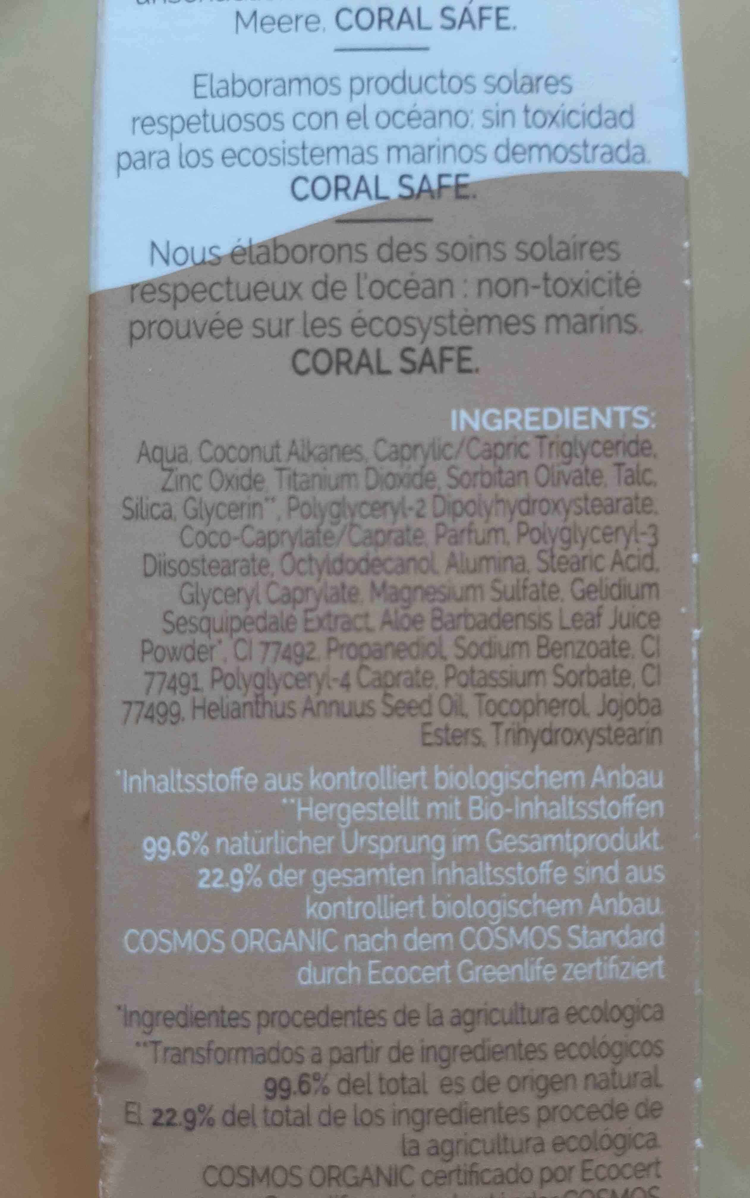 Crema solar facial color beige FPS30 - Ingredients - en