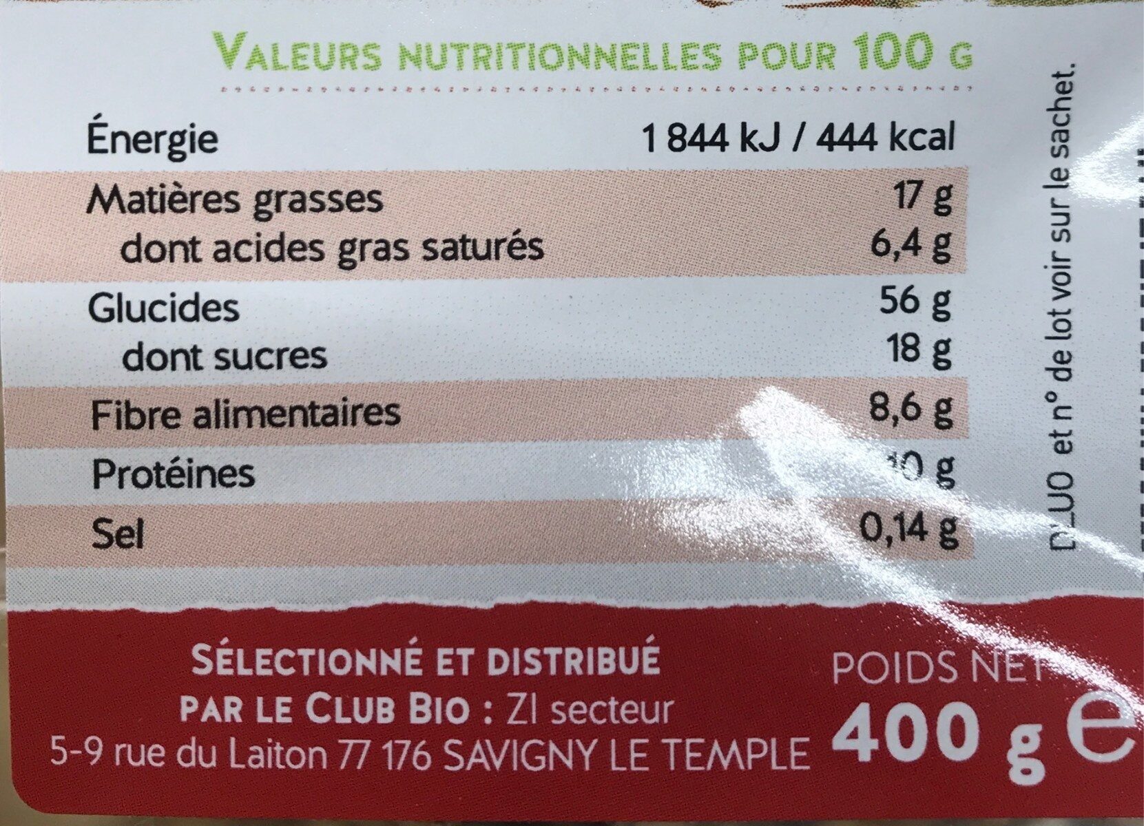 Granola baies de goji et noix de coco - Nutrition facts - fr