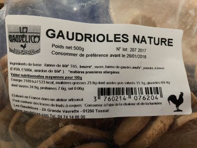 Gaudrioles nature - Ingredients - fr