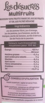 Les Désucrés multifruits - Nutrition facts - fr