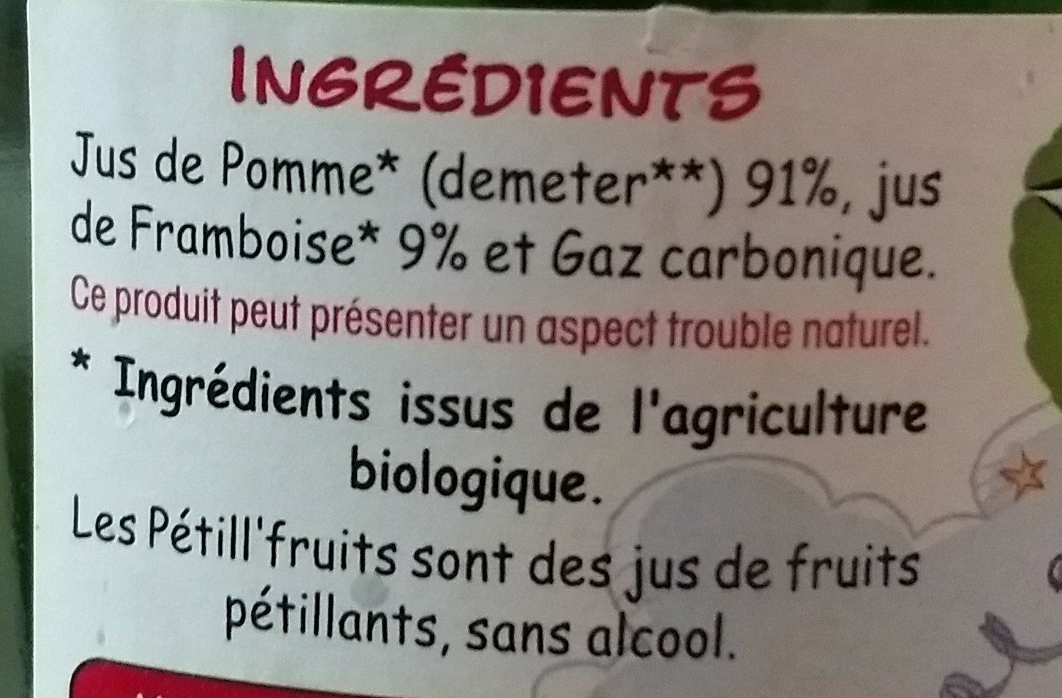 Petill'fruits - Ingrediënten - fr