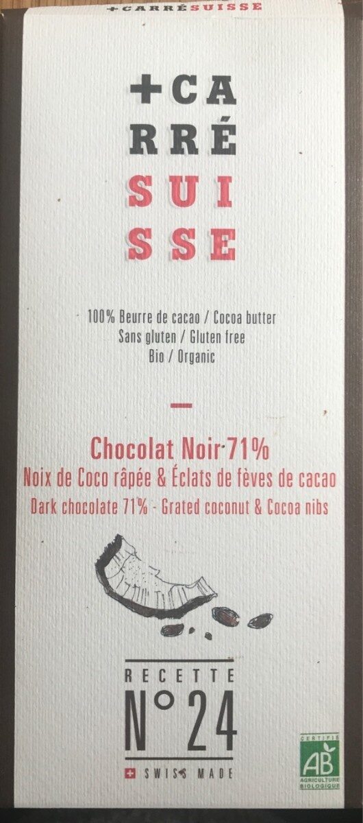 Chocolat noir Bio 71% Noix de Coco râpée N° 24 - Product - fr