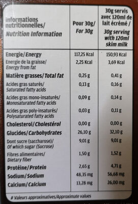 Choco flakes - Voedingswaarden - fr