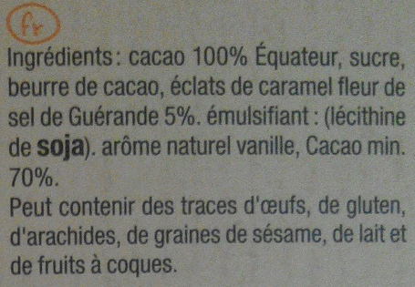 Noir 70% caramel beurre salé - Ingredients - fr