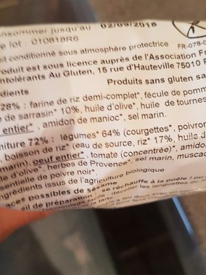 Tarte légumes du soleil - Ingrediënten - fr