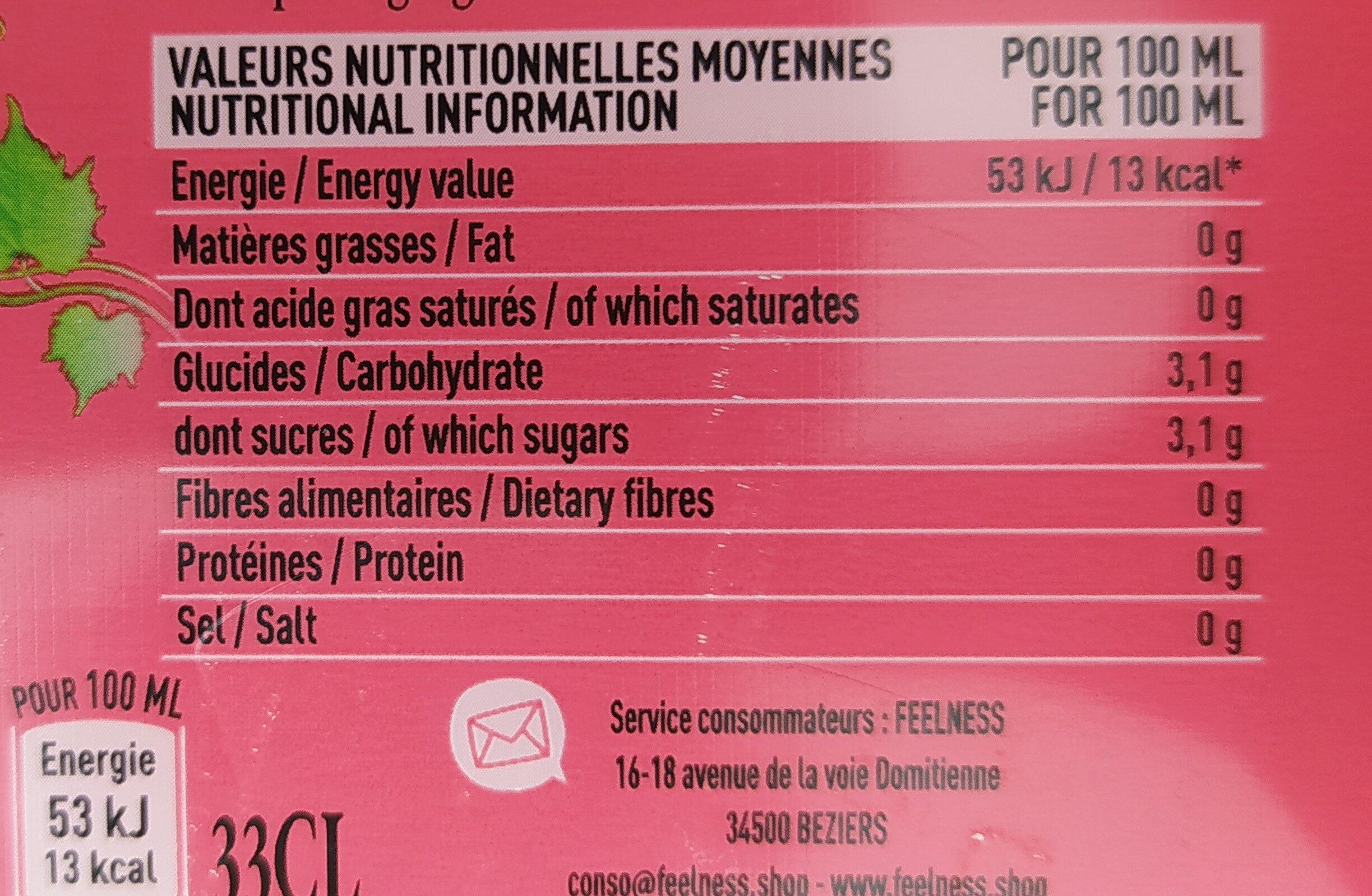 Fabulous rosé provençal sans alcool 0,0% - Nutrition facts - fr