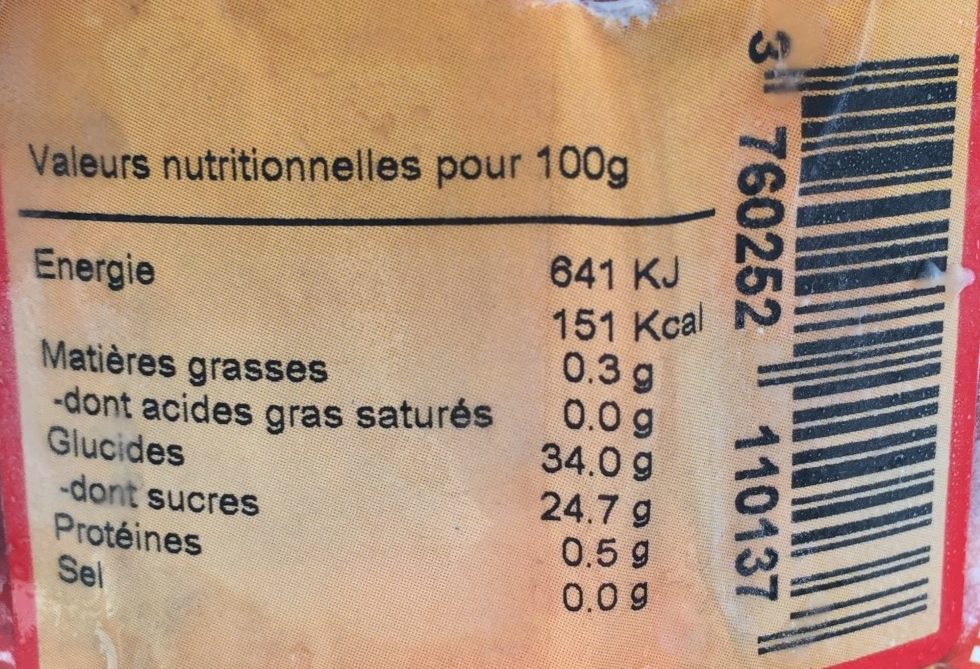 Sorbet au cassis - Nutrition facts - fr