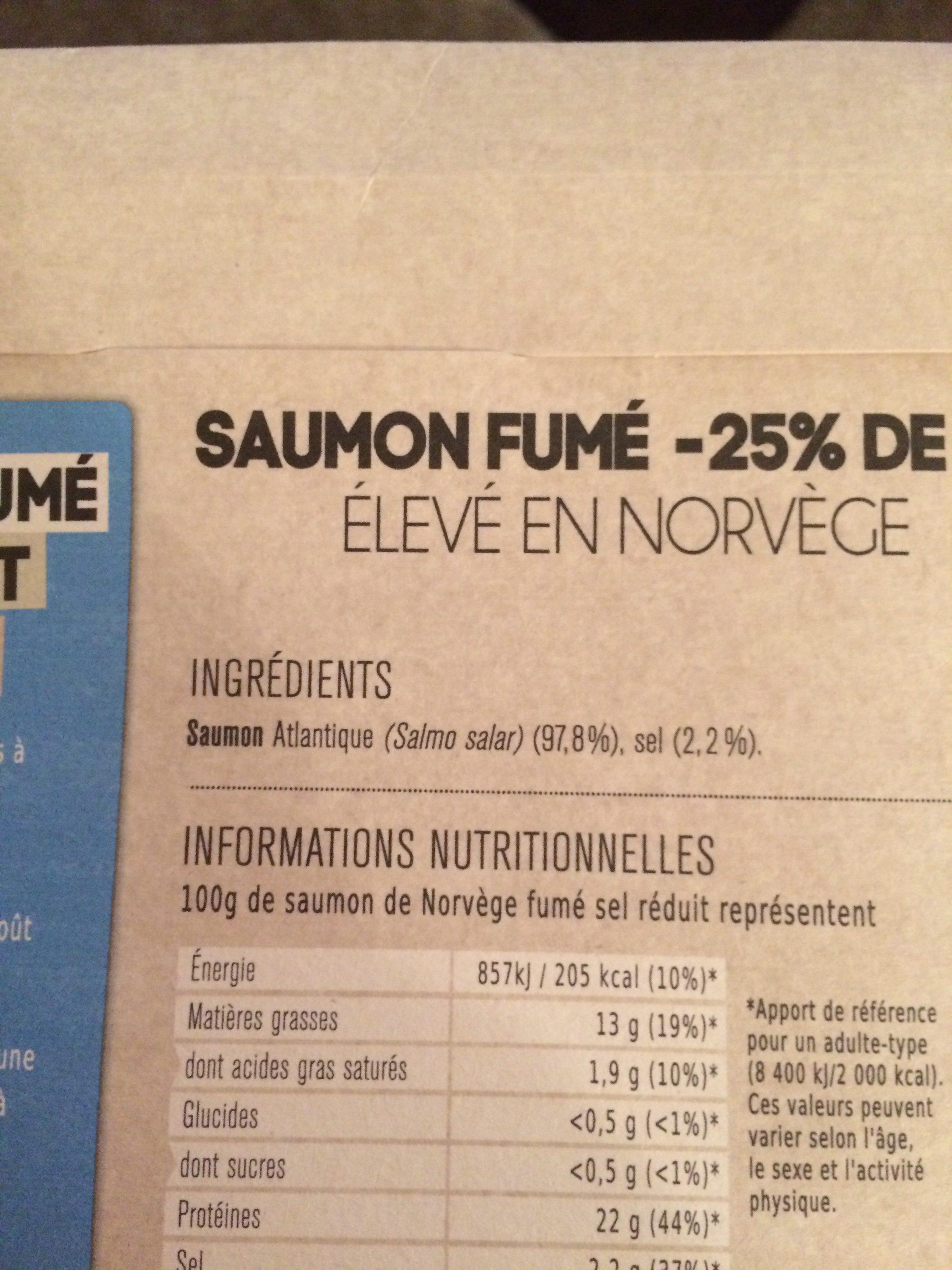 Saumon fumé de Norvège - Ingredients - fr