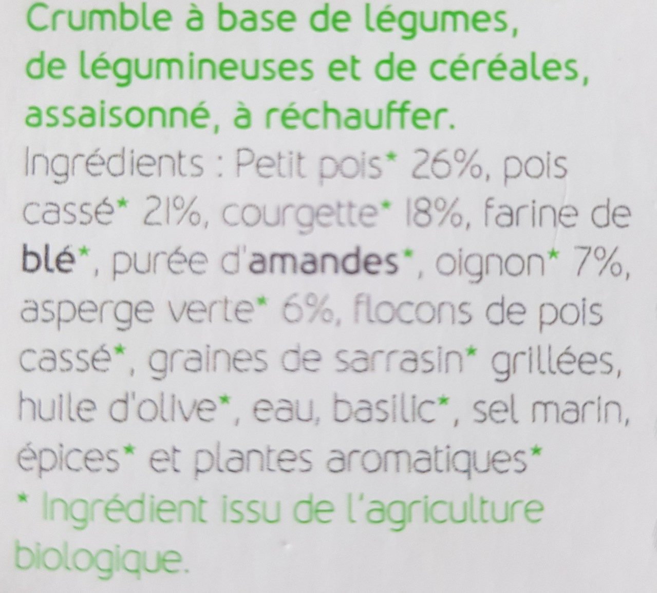 Crumble de saison - Ingrediënten - fr