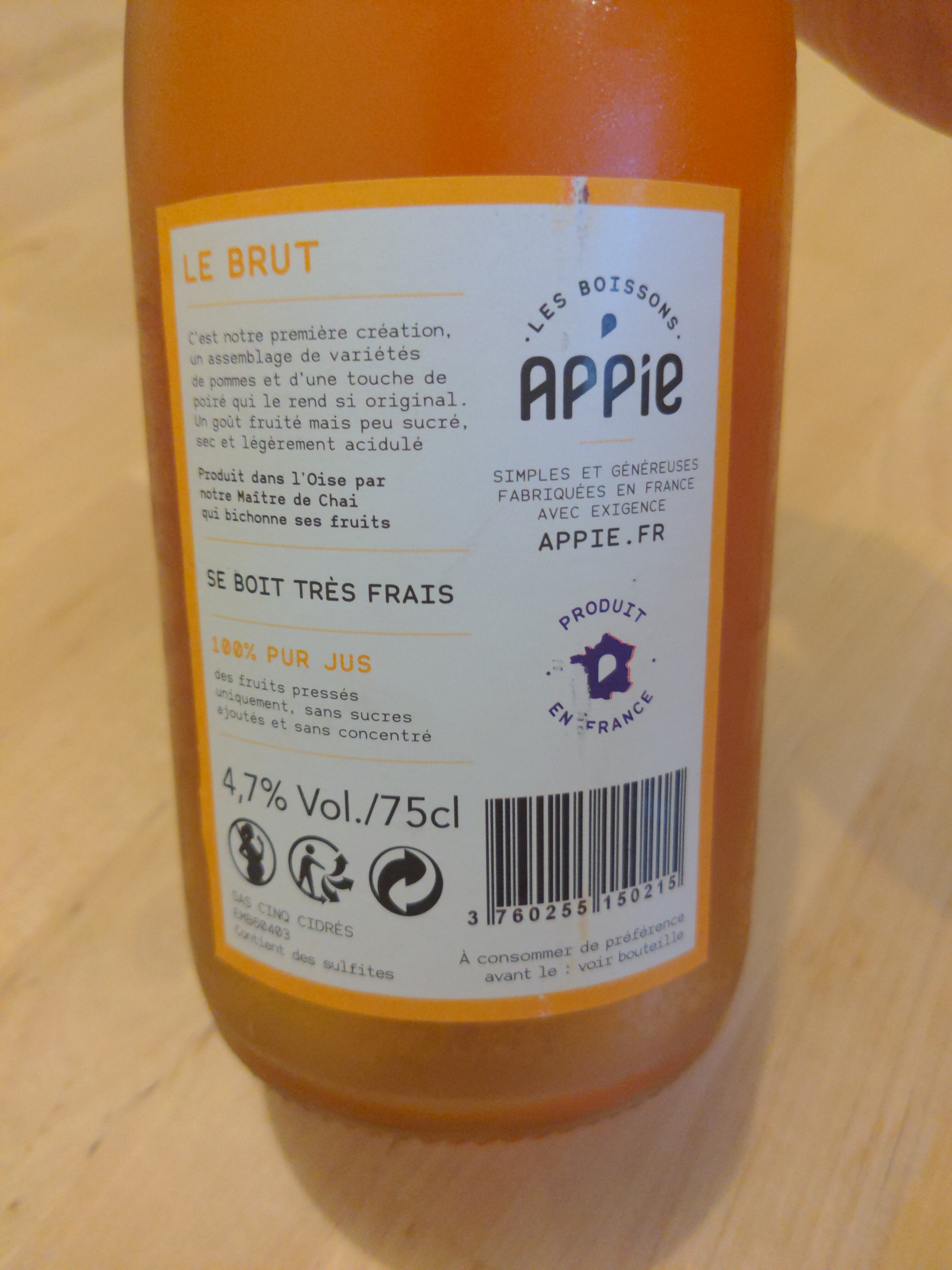 Cidre brut Appie - Ingredients - fr