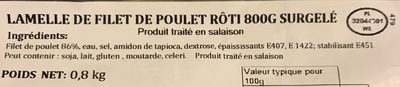 Lamelle filet de poulet roti - Ingredients