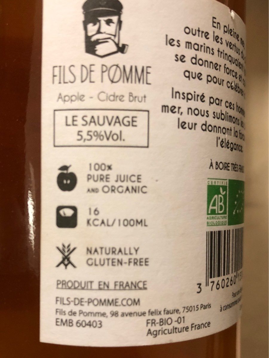 Cidre Bio "Le Sauvage" - Ingredients - fr