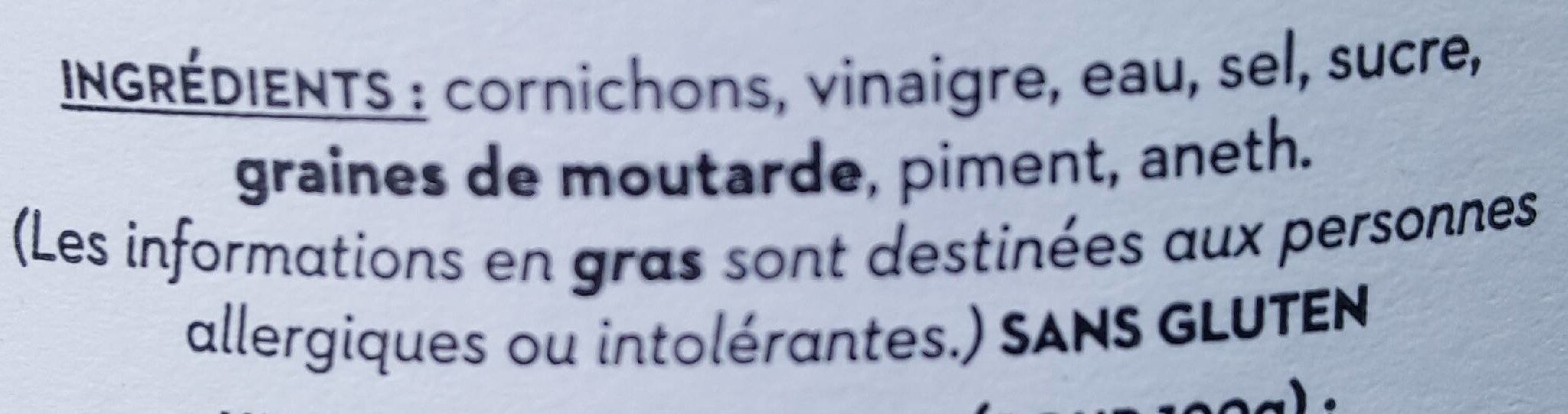Le Cornichon français aigre doux - Ingredients - fr