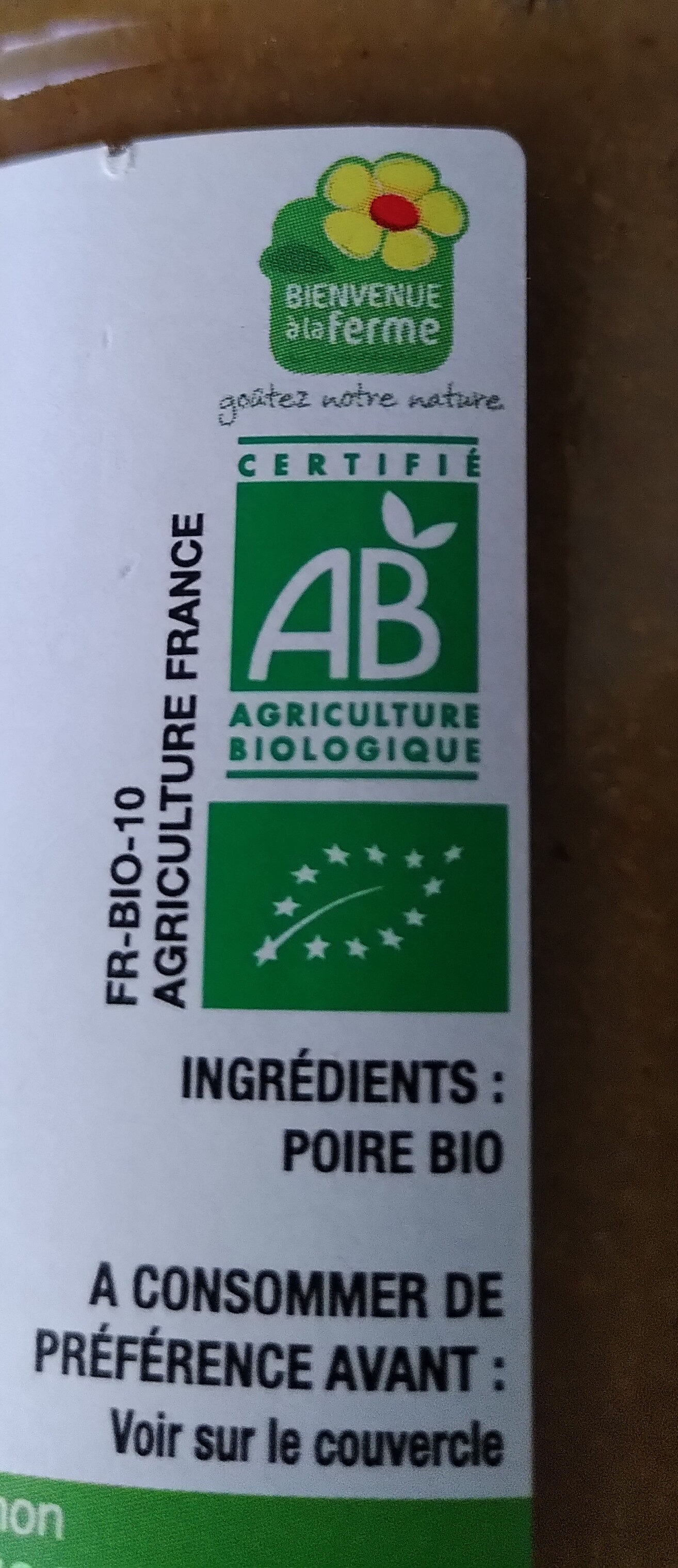 Purée Bio Poire - Ingredients - fr