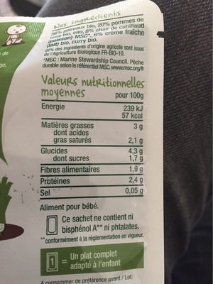 Fondue de poireaux, pommes de terre, Cabillaud-Good Gout-190g - Nutrition facts - fr