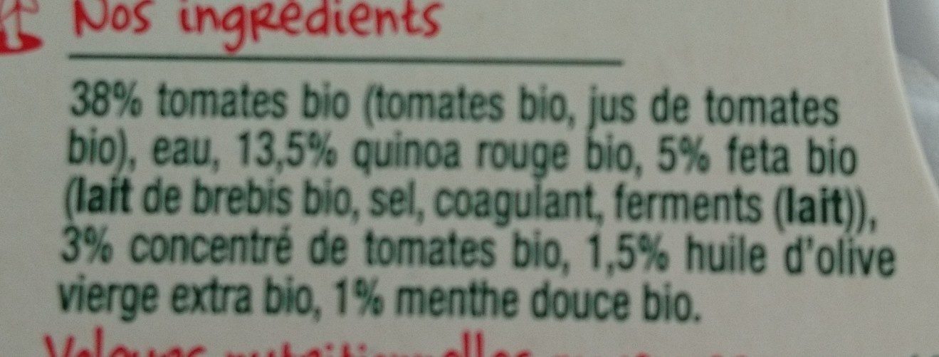 Quinoa rouge tomates fêta-Good gout-220g - Ingredients - fr