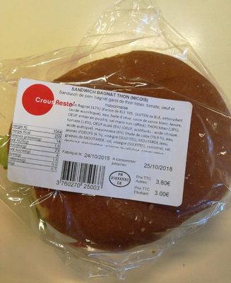 Sandwich Bagnat Thon (Niçois) - Product - fr