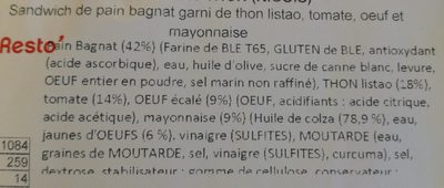 Sandwich Bagnat Thon (Niçois) - Ingredients - fr