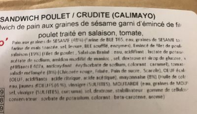 Sandwich poulet / crudités - المكونات - fr