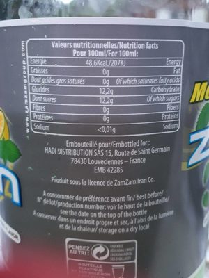 Zam Zam Mojito 1,5 L - Información nutricional - fr