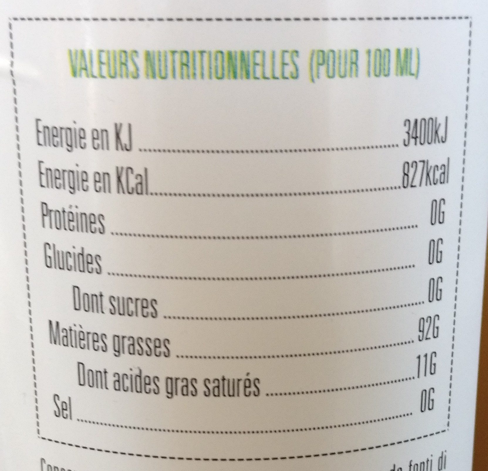 Huile pimentée - Nutrition facts - fr