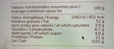 Puree d'amandes - Nutrition facts - fr