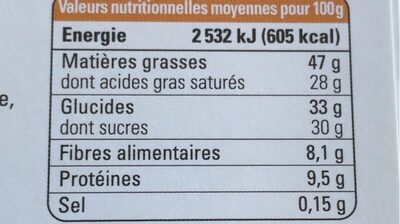 Perou grand cru cusco - Chocolat lait - Nutrition facts - fr