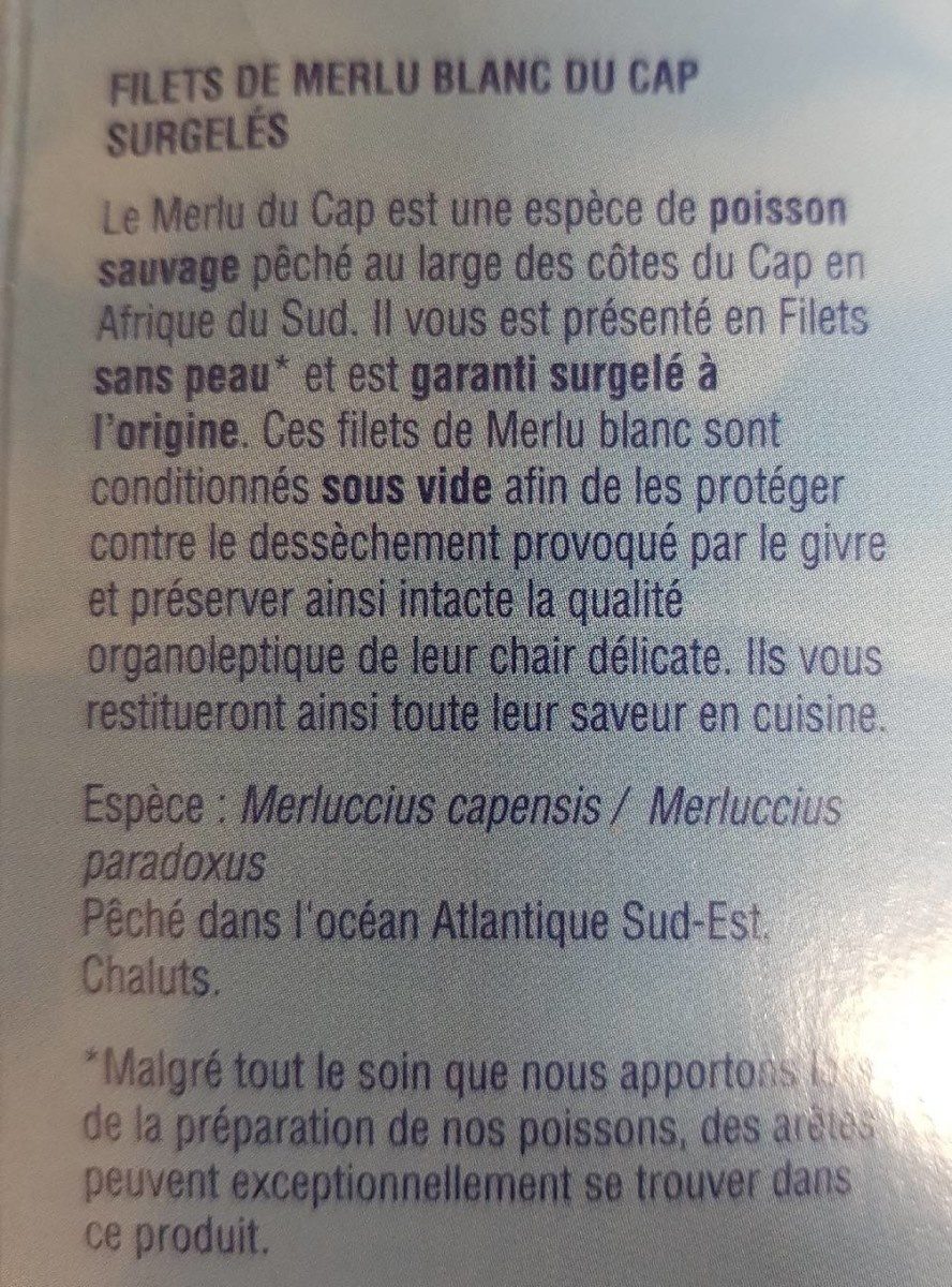 Filets de merlu blanc du Cap - Ingredients - fr