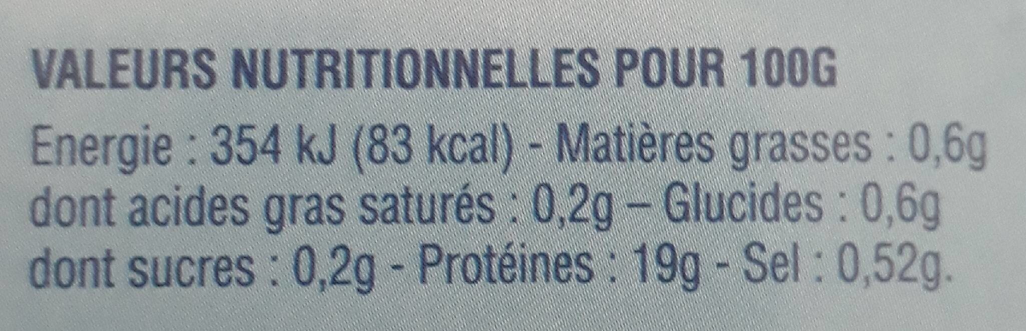 Duo Lotte du Cap & crevettes sauvages surg - Tableau nutritionnel