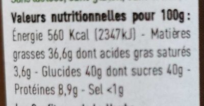 La Dark - Nutrition facts - fr