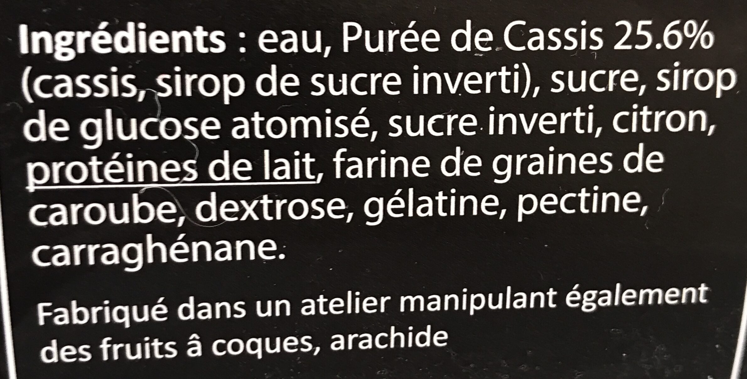 Sorbet cassis - Ingredienser - fr
