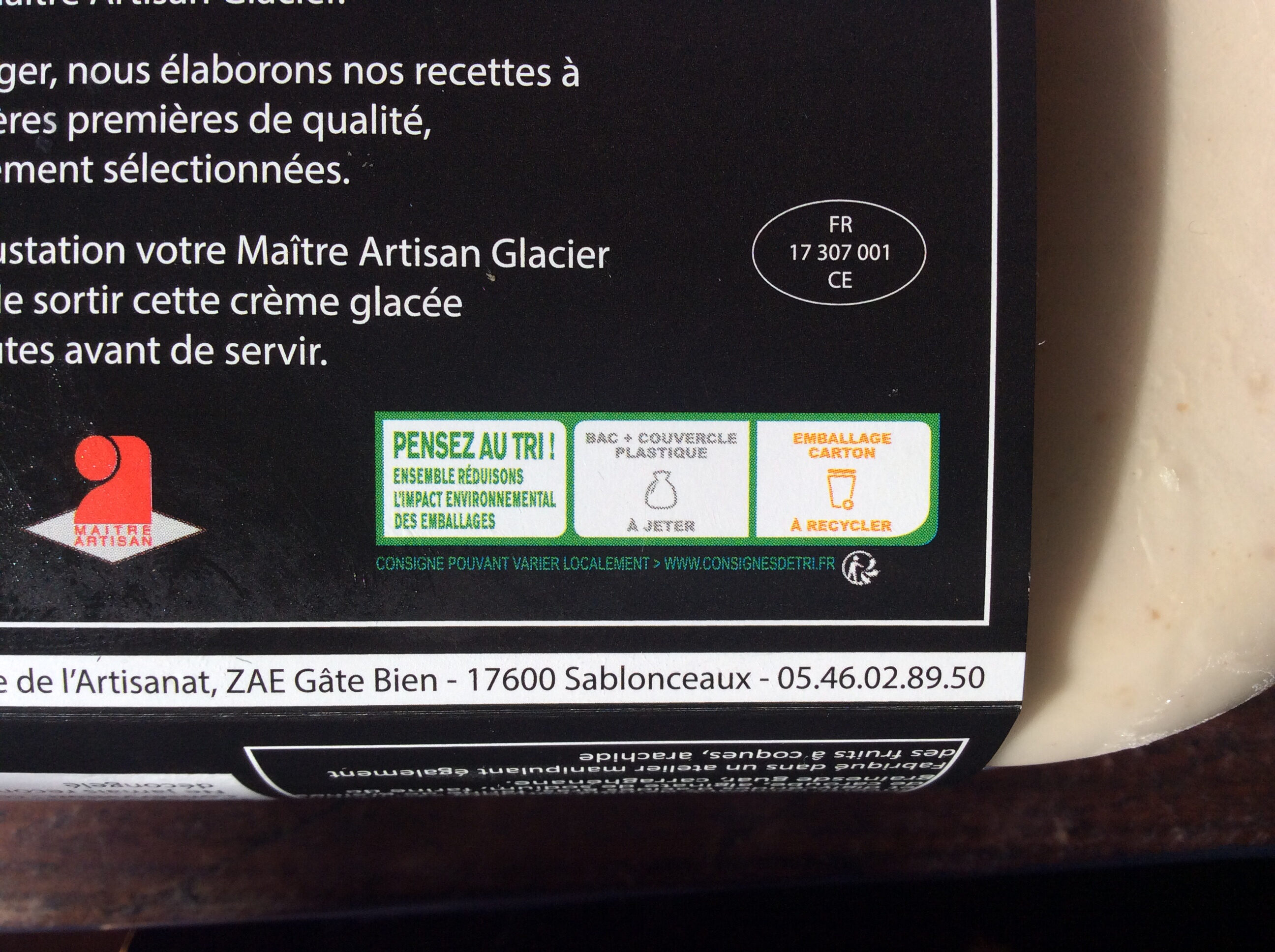 Crème glacée noix - Recycling instructions and/or packaging information - fr