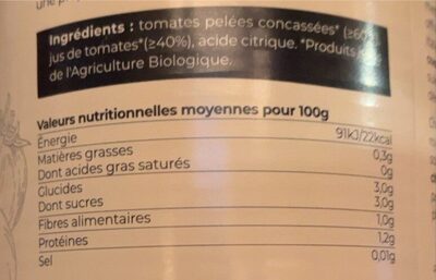 Tomates Concassées Bio - Voedingswaarden - fr