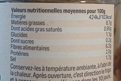 Artichauts grillés Bio à l'huile - Voedingswaarden - fr