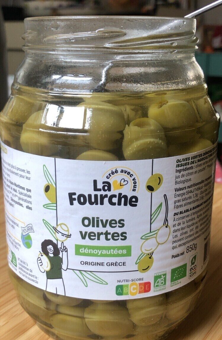 Olives Vertes Dénoyautées - Tableau nutritionnel