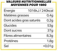 Pruneaux d'Agen Entiers Très Gros IGP Bio - Tableau nutritionnel