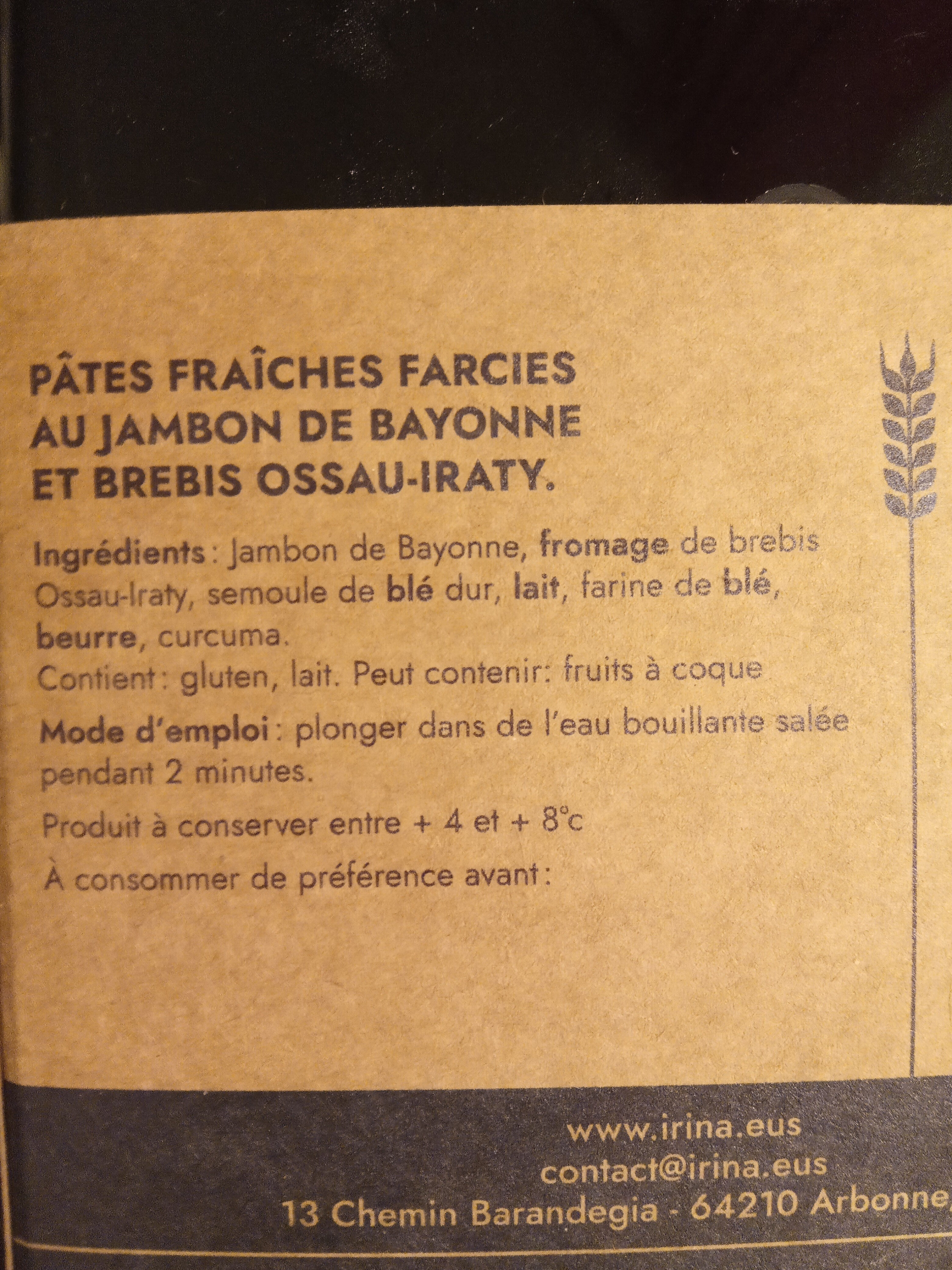 Ravioles - Ingredients - fr