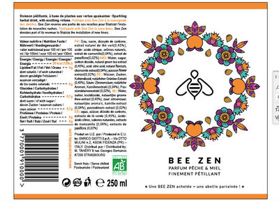 Bee Zen parfum pêche - Ingrediënten - fr