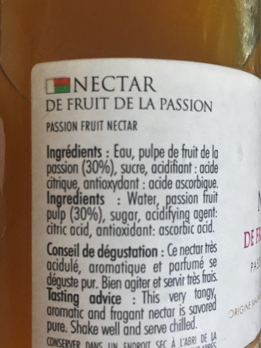 Nectar fruit de la passion - Ingrédients