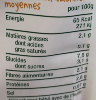 Carottes Poulet Fermier - Nutrition facts - fr
